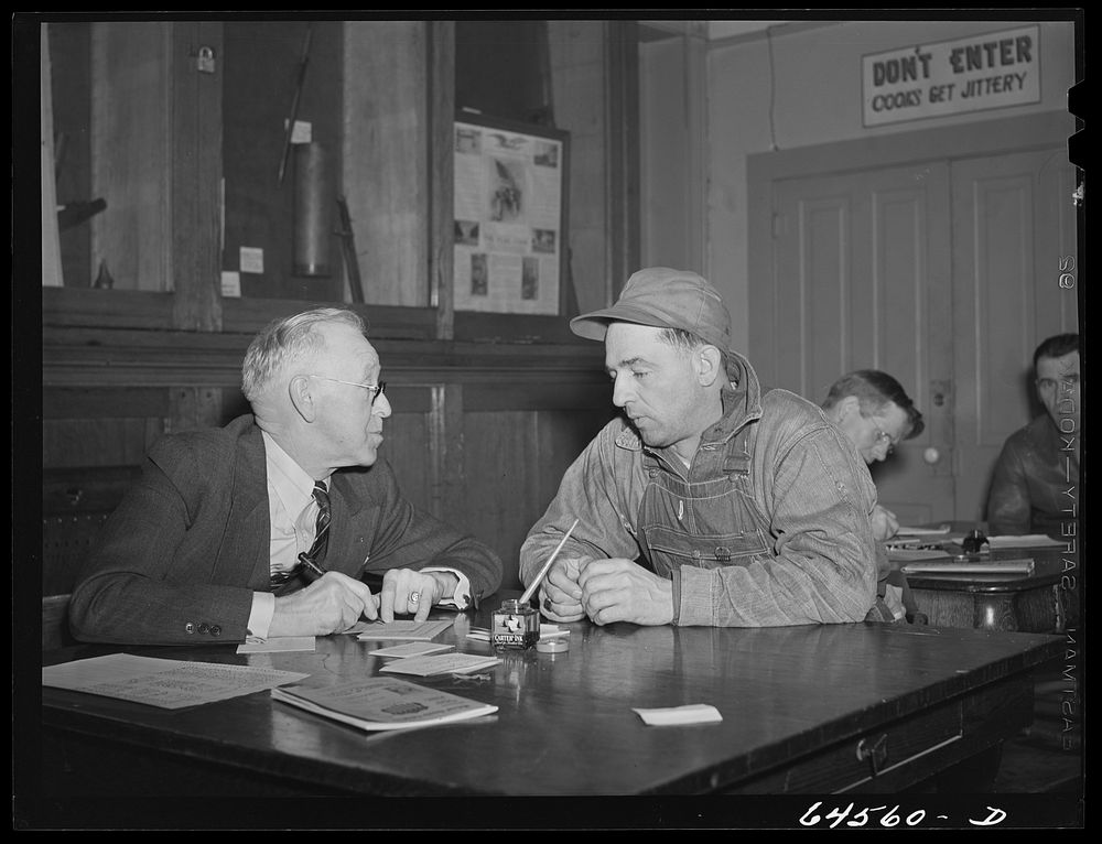 Glencoe, Minnesota. Farmer registering for Selective Service. Sourced from the Library of Congress.