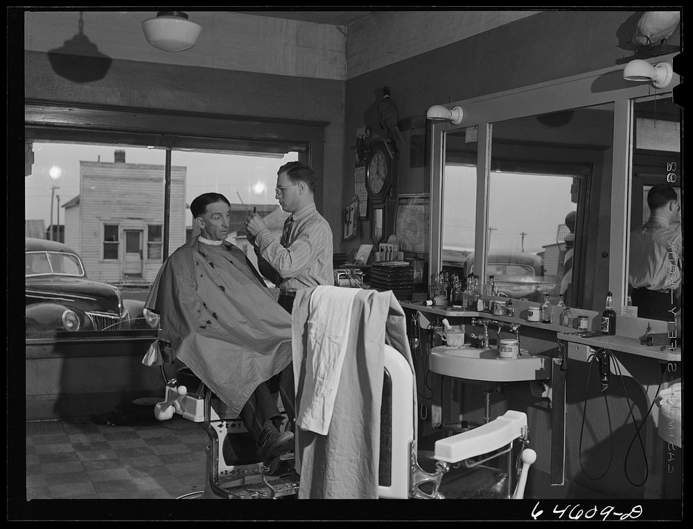 Timber Lake, South Dakota. Barber shop. Sourced from the Library of Congress.