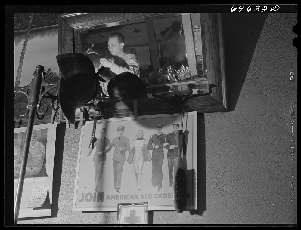 [Untitled photo, possibly related to: Timber Lake, South Dakota. Barber shop]. Sourced from the Library of Congress.