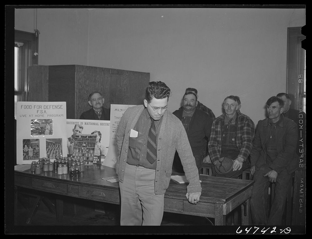 [Untitled photo, possibly related to: Gladstone, North Dakota. Farmers attending Food for Victory meeting sponsored by the…