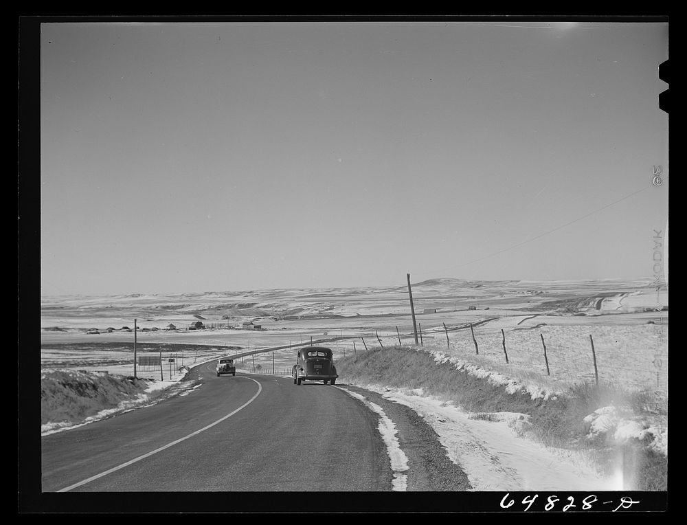 Highway leading into Bismark, North Dakota. Sourced from the Library of Congress.