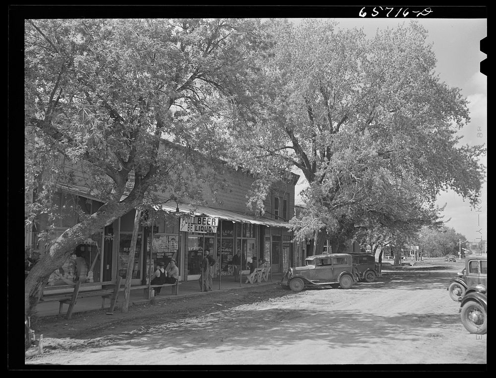 Mason City, Nebraska. Shady side of main street. Sourced from the Library of Congress.