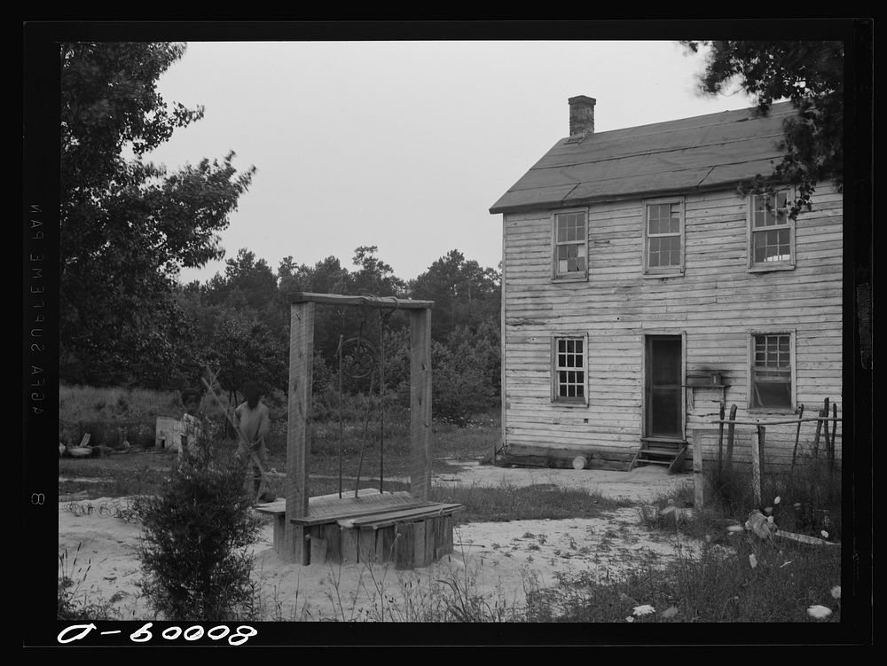 Ambrose farm house and shallow well. Ridge, Maryland. Saint Mary's County. Sourced from the Library of Congress.