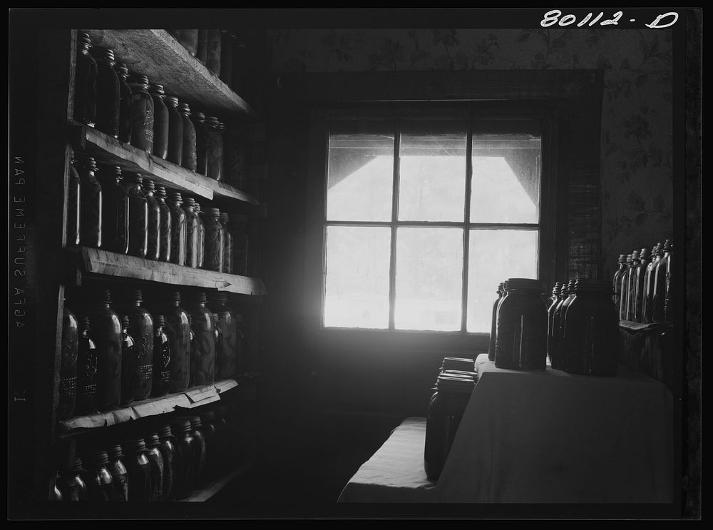 [Untitled photo, possibly related to: FSA (Farm Security Administration) sponsored this well-stocked larder of canned foods.…