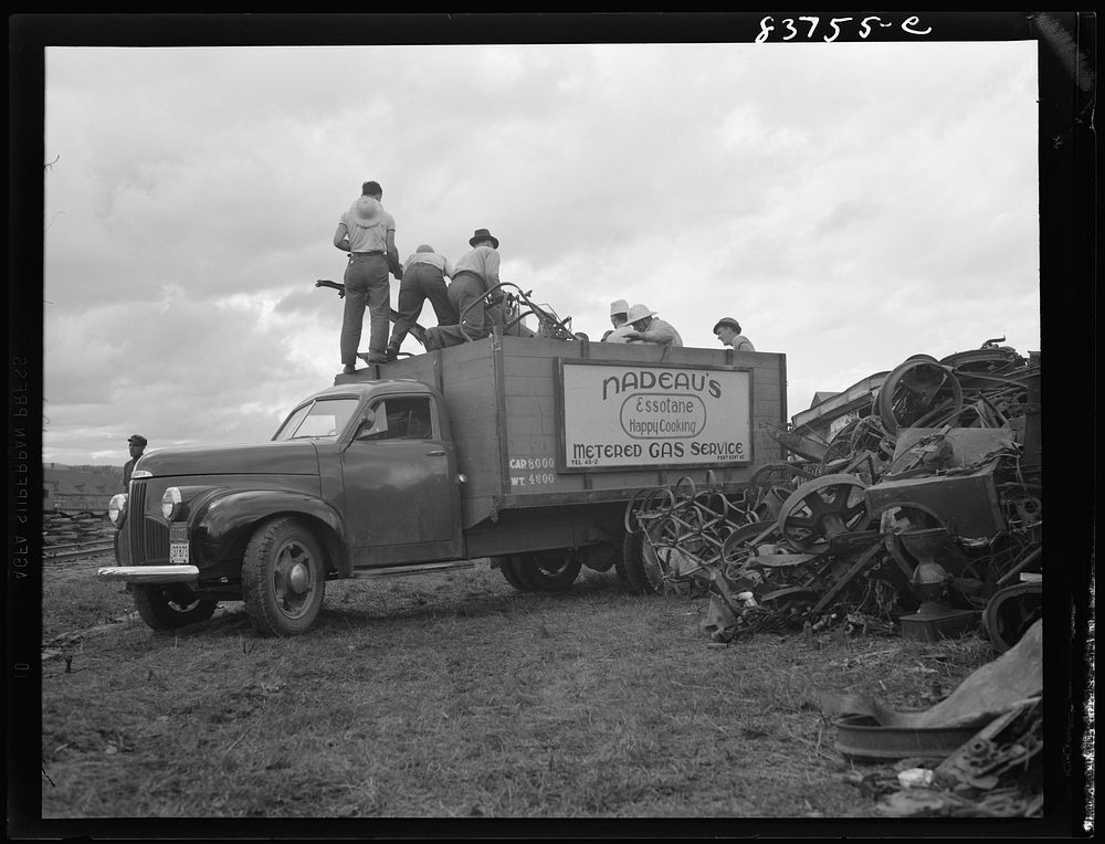 Fort Kent, Maine (vicinity). Salvage drive for scrap metal at 4:30 p.m.. Sourced from the Library of Congress.