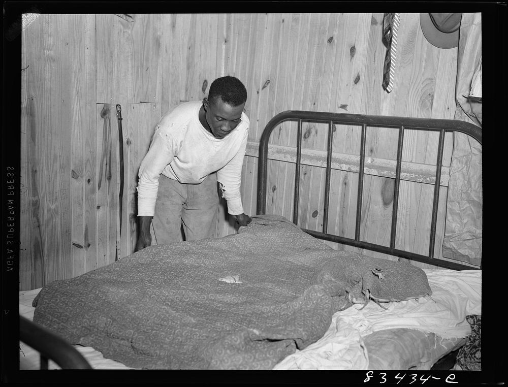 Bridgeton, New Jersey. Migrant who lives alone in a barn on the farm where he works. Sourced from the Library of Congress.