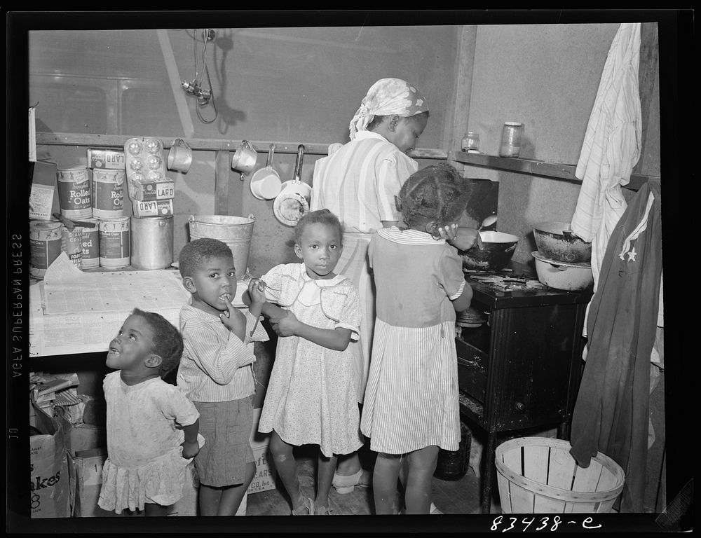 Bridgeton, New Jersey. FSA (Farm Security Administration) agricultural workers camp. Picker's family at home. Sourced from…