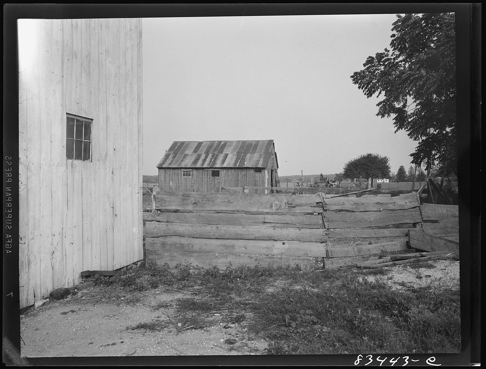 Bridgeton, New Jersey. FSA (Farm Security Administration) agricultural workers' camp. Barn where lone  lives and works as…