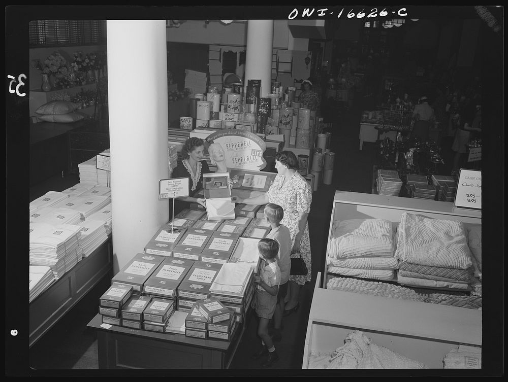 Detroit, Michigan. Sheet department at the Crowley-Milner department store. Sourced from the Library of Congress.