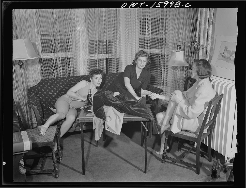 [Untitled photo, possibly related to: Detroit, Michigan. Girls playing cards and drinking coca cola]. Sourced from the…