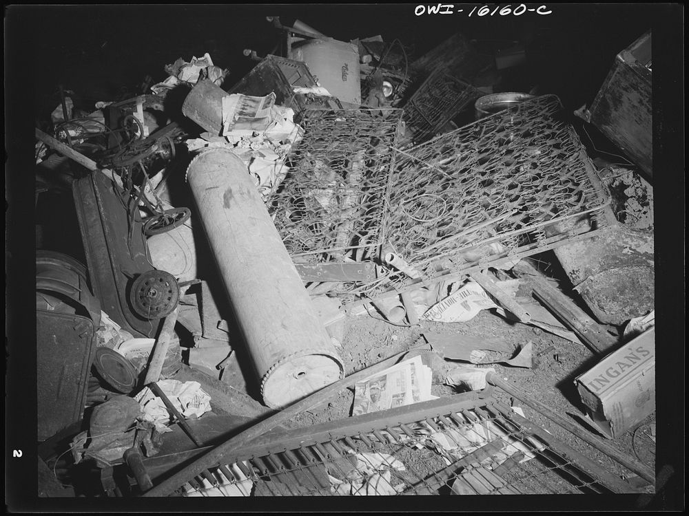 Detroit, Michigan. Scrap collected for salvage at a rally sponsored by the WPA (Work Projects Administration) at the state…