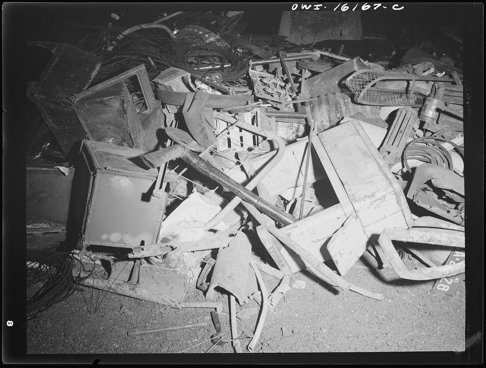 Detroit, Michigan. Scrap collected for salvage at a rally sponsored by the Work Projects Administration (WPA) at the state…