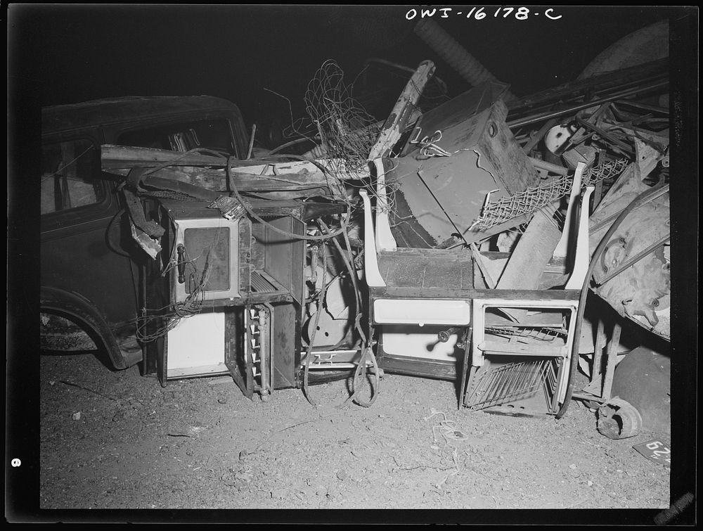 Detroit, Michigan. Scrap collected for salvage at a rally sponsored by the Work Projects Administration (WPA) at the state…