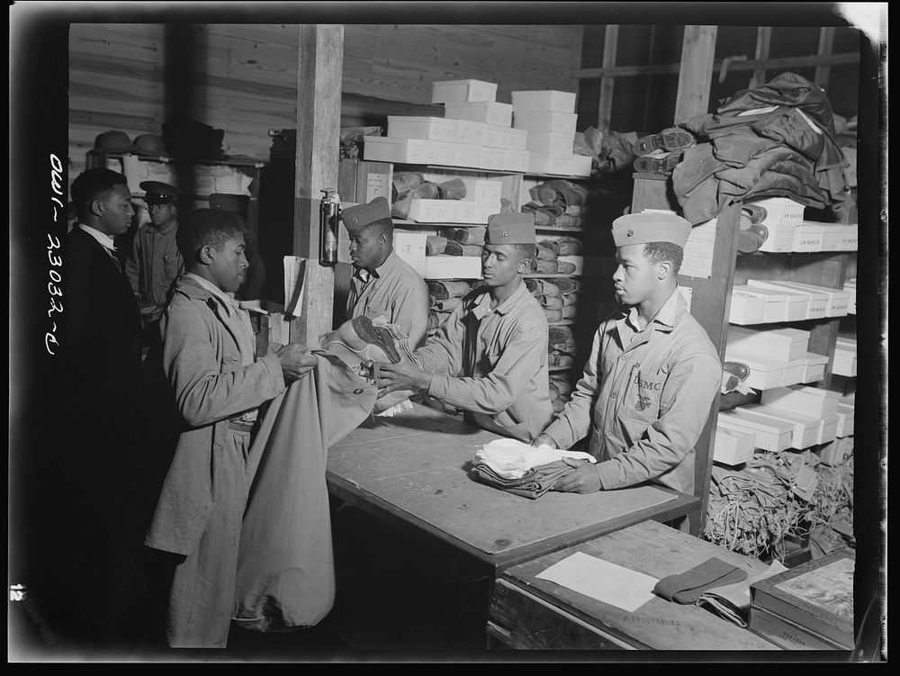 Camp Lejeune, New River, North Carolina. Scene and activities on camp grounds of the 51st Composite Battalion, U.S. Marine…