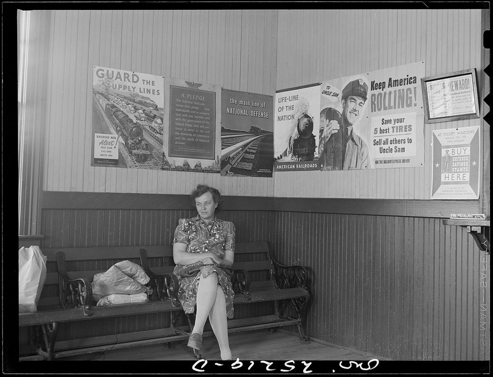 San Augustine, Texas. The waiting room in the railroad station. Sourced from the Library of Congress.