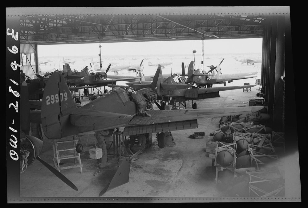 An assembly plant for American fighter warplanes destined for Russia, somewhere in Iran. Sourced from the Library of…
