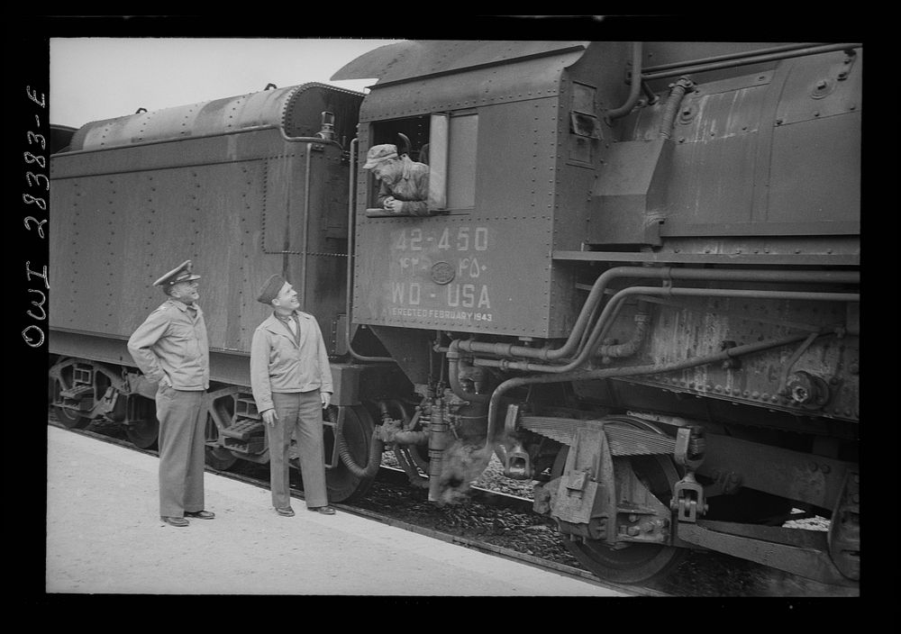 Colonel Johnson and Colonel Paul Yount, director of the United States Army railway service, somewhere in Iran. Sourced from…