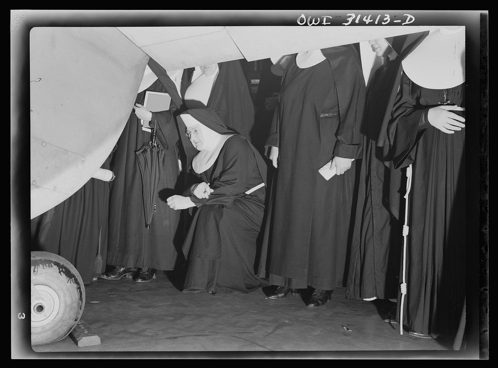 [Untitled photo, possibly related to: Washington, D.C. Field trips for the "flying nun" pre-flight class, including…