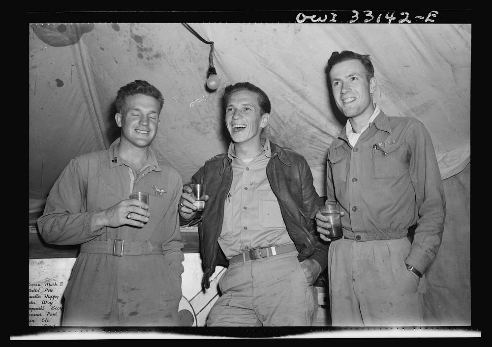 Officer Bill Livesay, 25, Madison, New Jersey, (left) who accounts for three and one half enemy planes destroyed. Lieutenant…