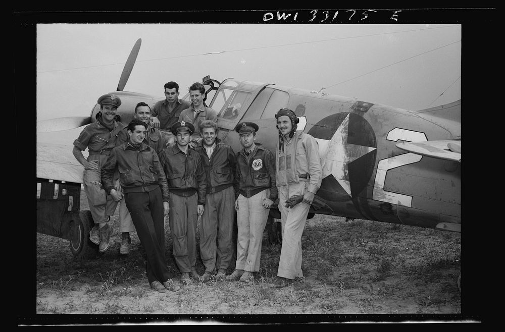 Members of the 64th Squadron of the 57th Fighter Group, which took part in the aerial victory over the Sicilian straits on…