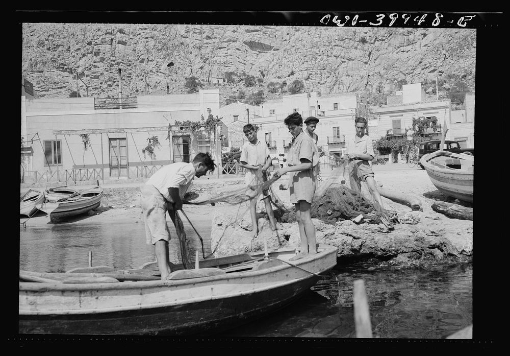 Palermo (vicinity), Sicily. A harbor scene. Sourced from the Library of Congress.