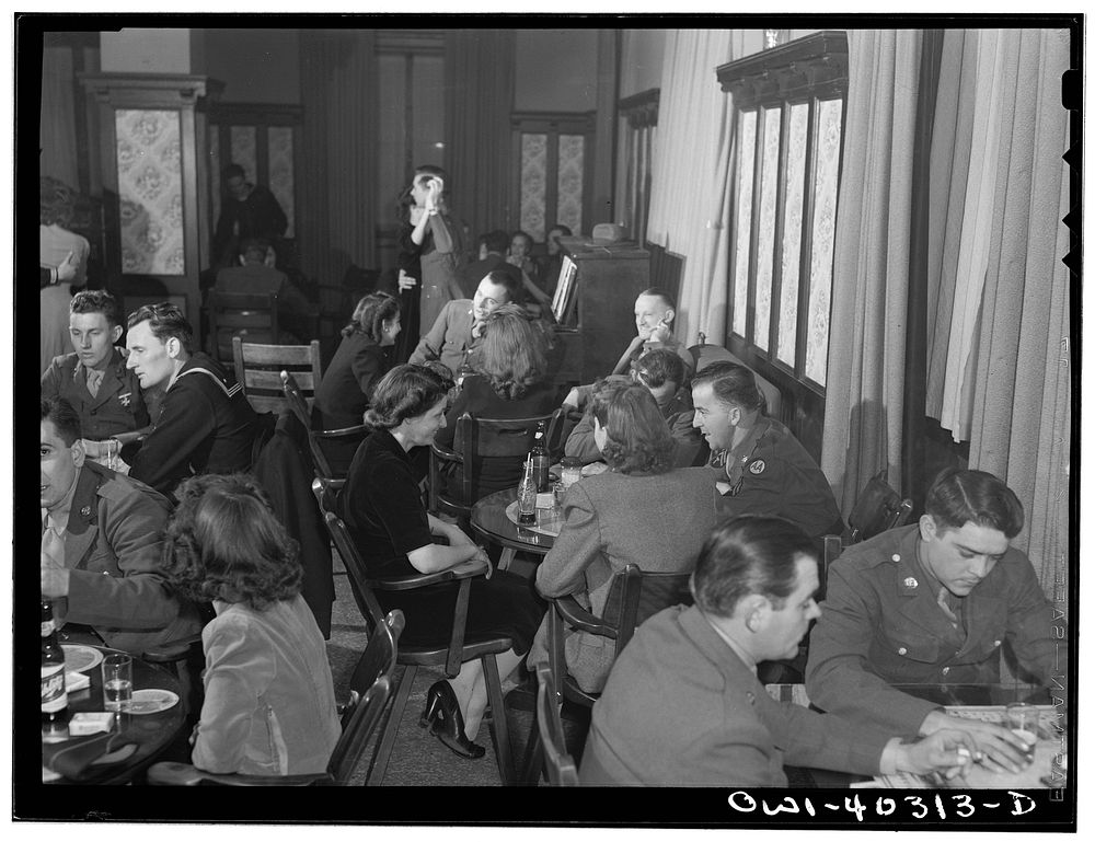 Washington, D.C. In the canteen for enlisted men at the United Nations service center on a Saturday night. Sourced from the…