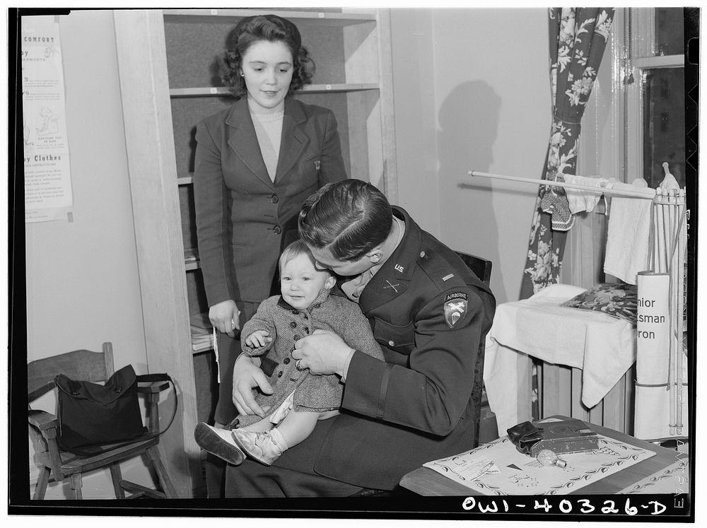 Washington, D.C. A young couple picking up their child who was taken care of in the nursery at the United Nations service…