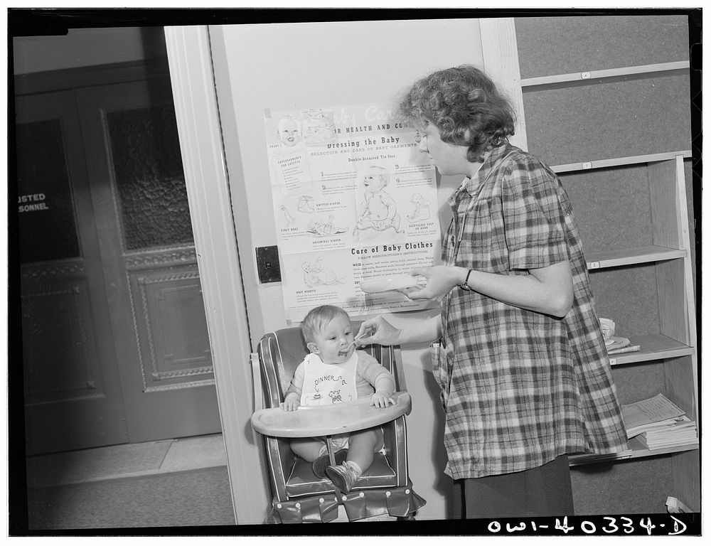 Washington, D.C. A child being taken care of in the United Nations service center nursery. Sourced from the Library of…