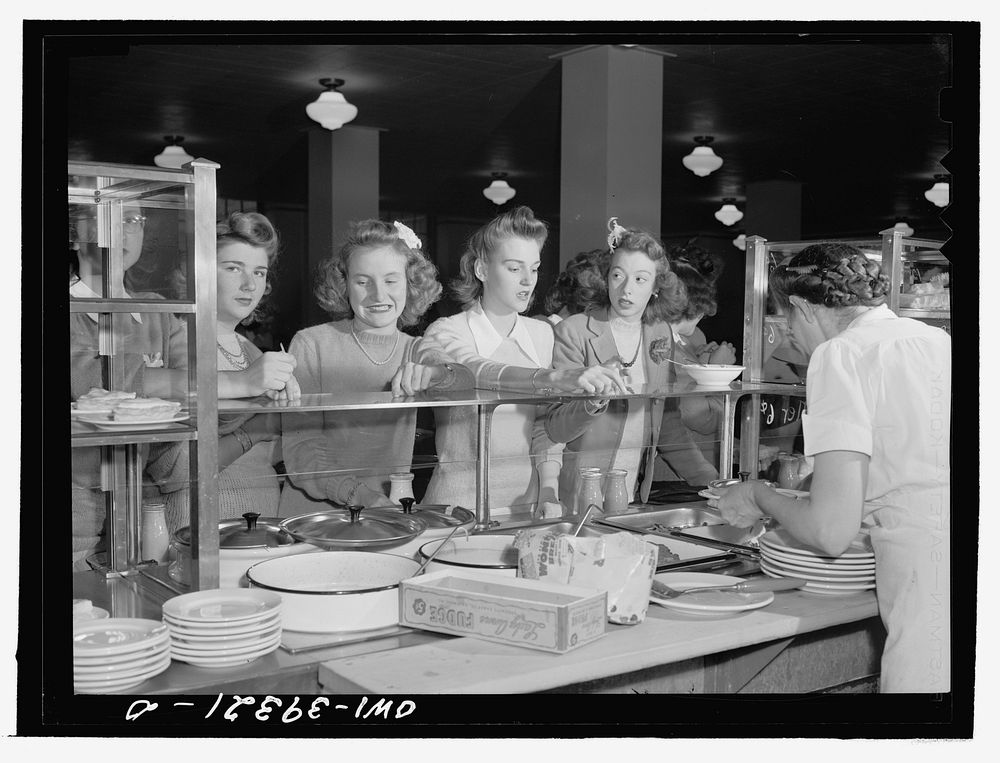 Washington, D.C. In the cafeteria at Woodrow Wilson High School. Sourced from the Library of Congress.
