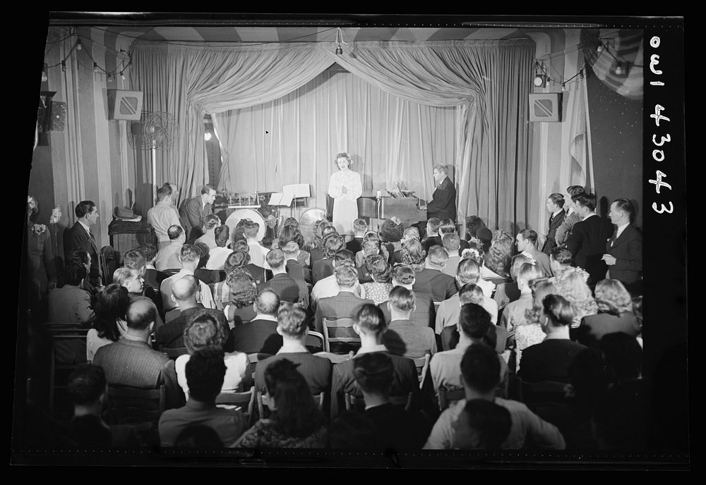 [Untitled photo, possibly related to: New York, New York. Merchant marine theatre. Wing canteen. The audience]. Sourced from…