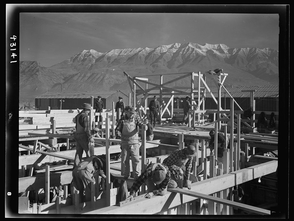 Columbia Steel Company at Geneva, Utah. Constructing a building on the site of a new steel mill which will soon turn out…