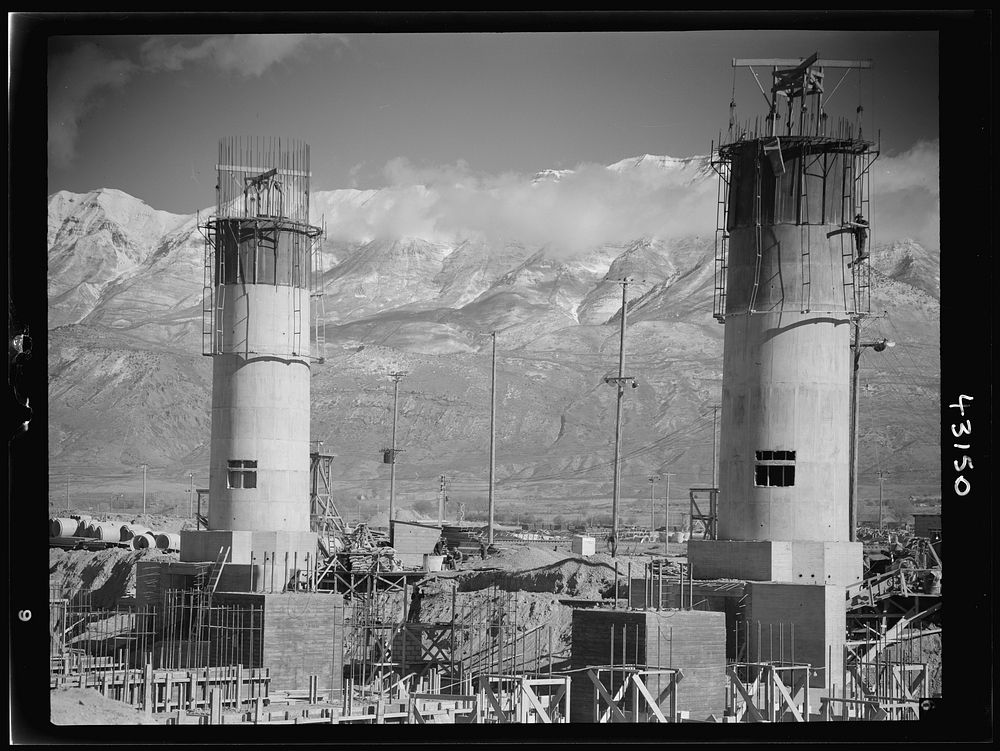 Columbia Steel Company at Geneva, Utah. Steel mill under construction. Sourced from the Library of Congress.
