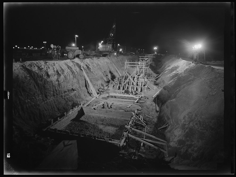 [Untitled photo, possibly related to: Columbia Steel Company at Geneva, Utah. Excavating and constructing open hearth…