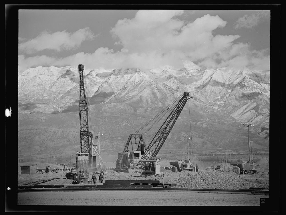 [Untitled photo, possibly related to: Columbia Steel Company at Geneva, Utah. Draglines are working day and night excavating…