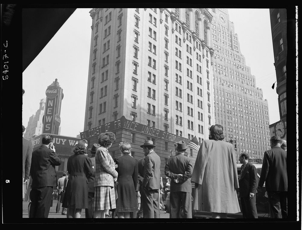 New York, New York. Times Square and vicinity on D-Day. Sourced from the Library of Congress.