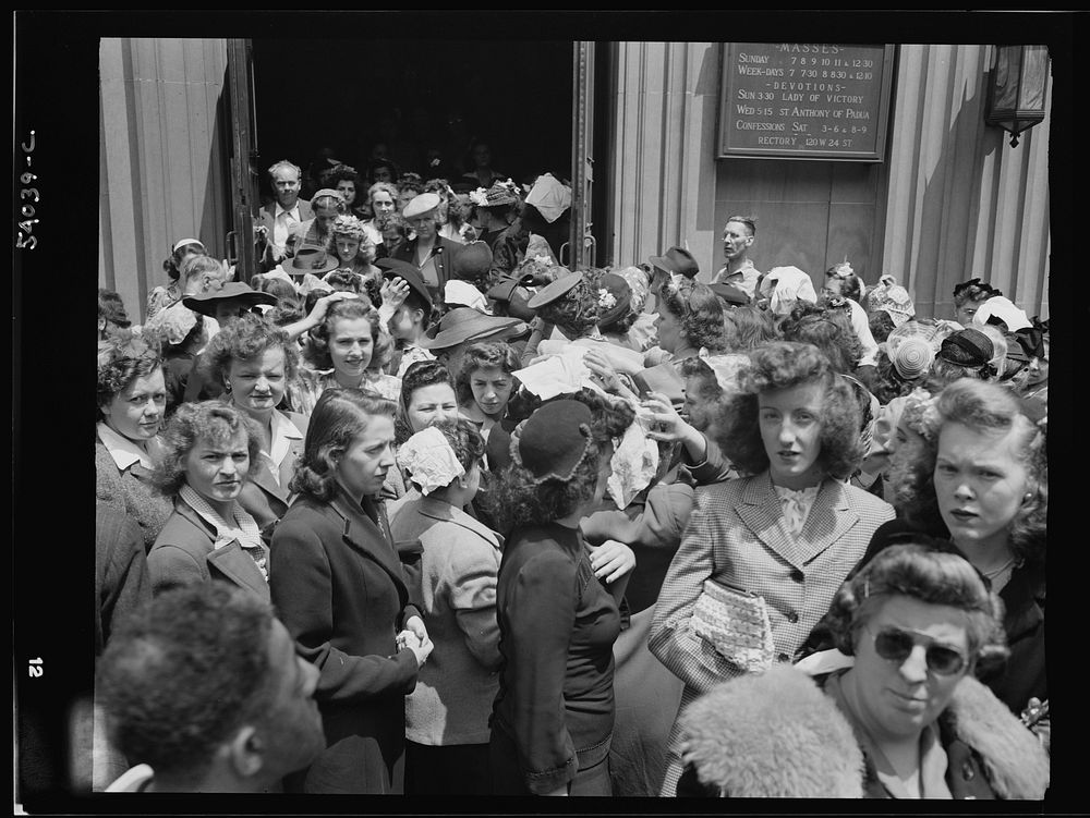 New York, New York. Noon mass at Saint Vincent de Paul's Church on D-Day. Sourced from the Library of Congress.