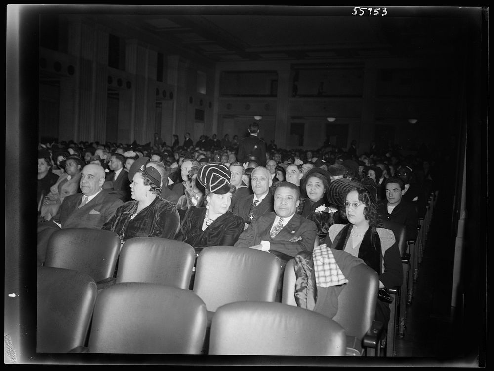 Audience at the ceremony held in the auditorium of the U.S. Department of the Interior at the dedication of a mural painting…