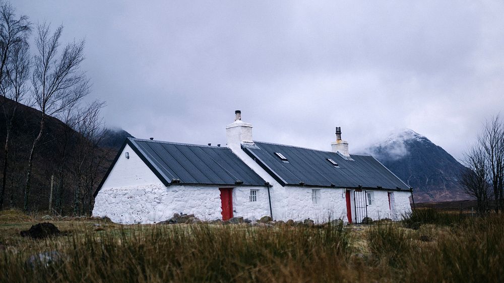 Desktop wallpaper background, Black Rock Cottage at Glen Etive, Scotland