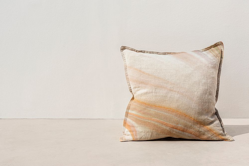 Marble beige printed cushion minimal interior design