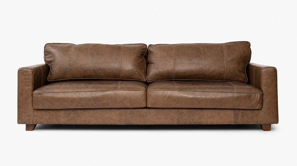 Brown leather sofa living room furniture