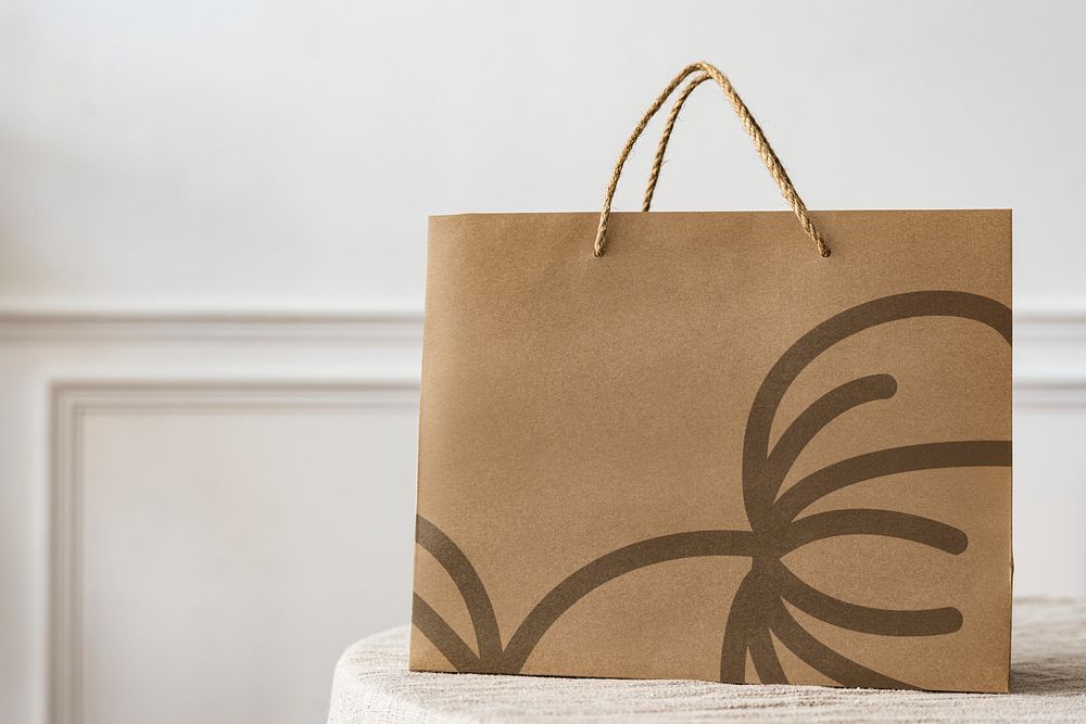 Paper shopping bag in a bright apartment