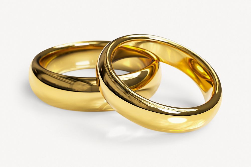 Golden wedding rings, luxurious accessory psd