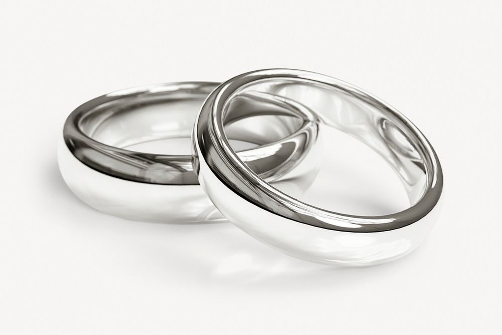 Couple ring collage element, silver luxurious accessory design psd