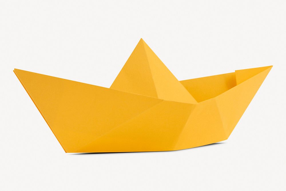 Boat origami sticker, yellow paper | Premium PSD - rawpixel