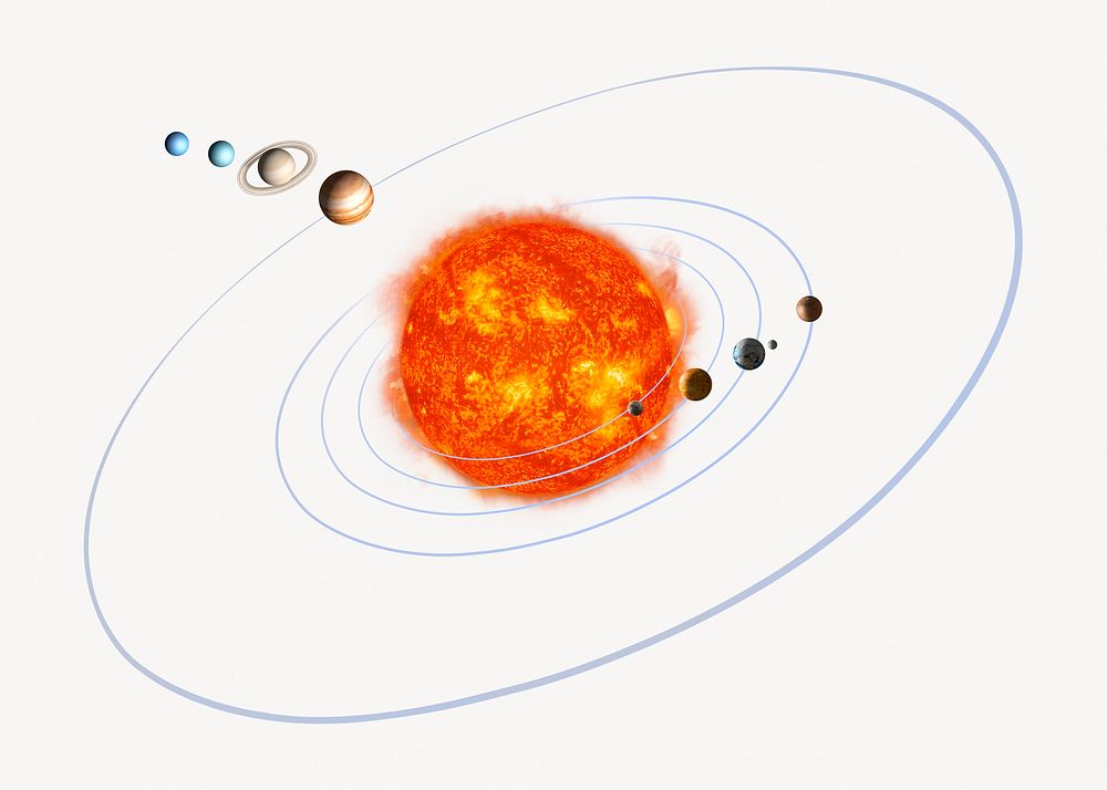 Solar system clipart, eight planets, off white design
