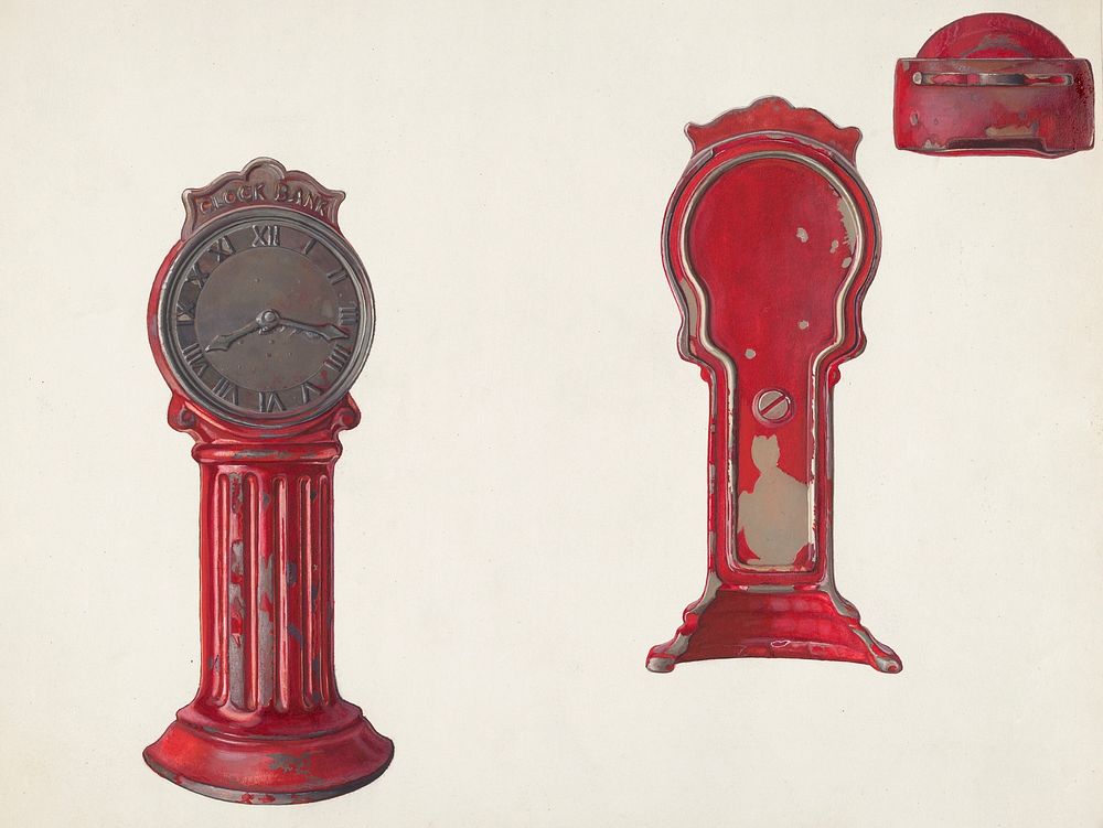 Clock Bank (ca.1938) by Alf Bruseth. Original from The National Gallery of Art. Digitally enhanced by rawpixel.