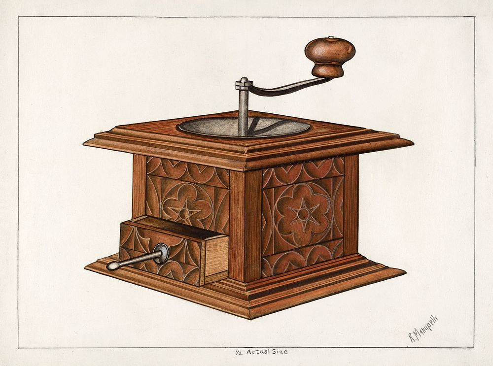 Coffee Grinder (ca. 1936) by Raymond Manupelli. Original from The National Gallery of Art. Digitally enhanced by rawpixel.