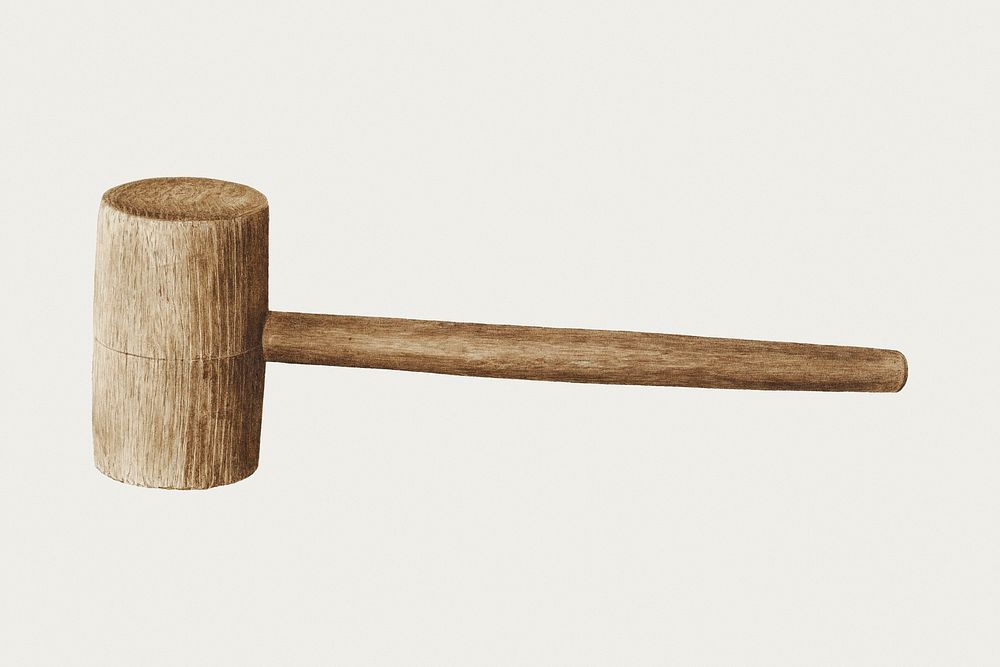 Vintage gavel psd illustration, remixed from the artwork by Angeline Starr