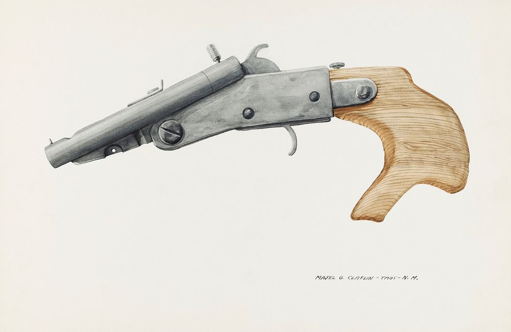 Gun (1935&ndash;1942) by Majel G. Claflin. Original from The National Gallery of Art. Digitally enhanced by rawpixel.