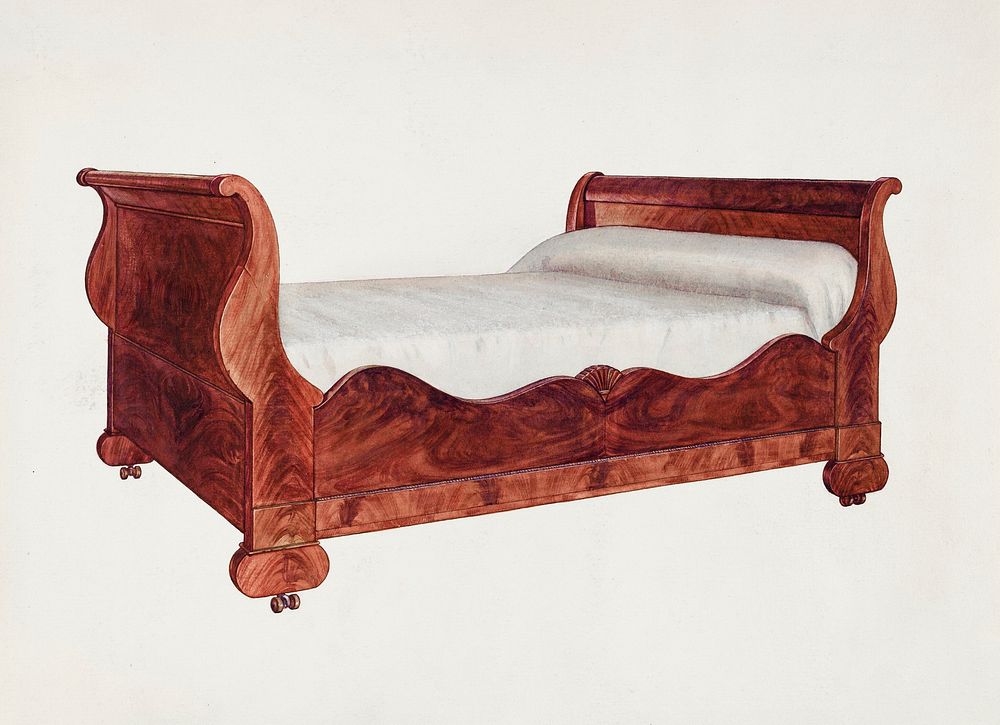 Bed Double (1935/1942) by Virginia Kennady. Original from The National Galley of Art. Digitally enhanced by rawpixel.